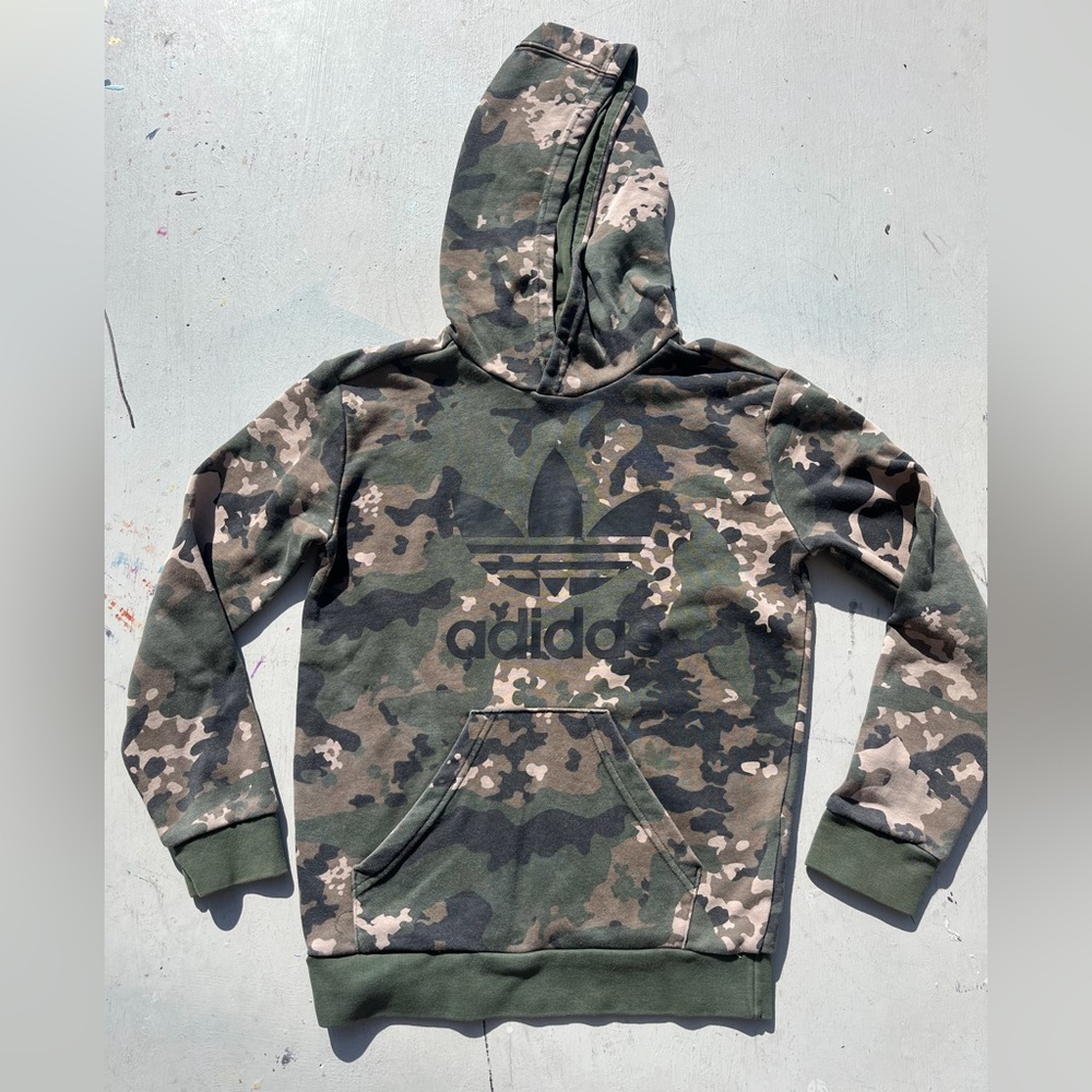 Kid's Adidas Hoodie Camo Swish Logo S Outdoor Camping Logo Streetwear 9-10 City